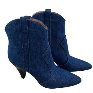 Marc Fisher Carissa Denim Western Bootie Boots Shoes Size 7.5